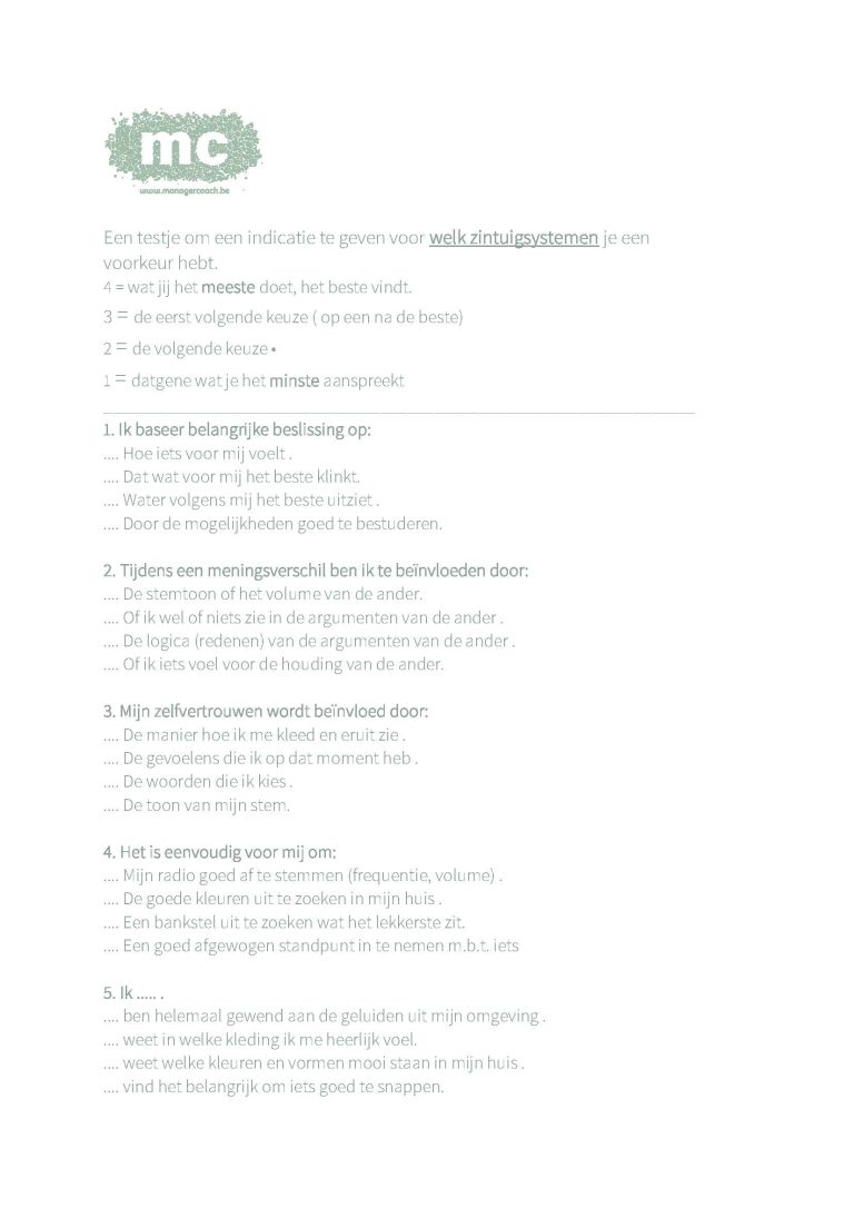 -13. Ben je auditief, visueel of kinetisch ?