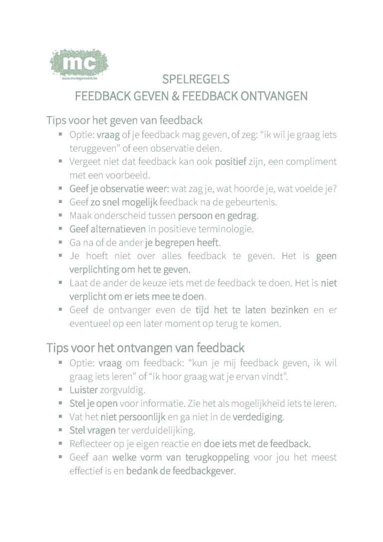 3* Feedback geven en ontvangen